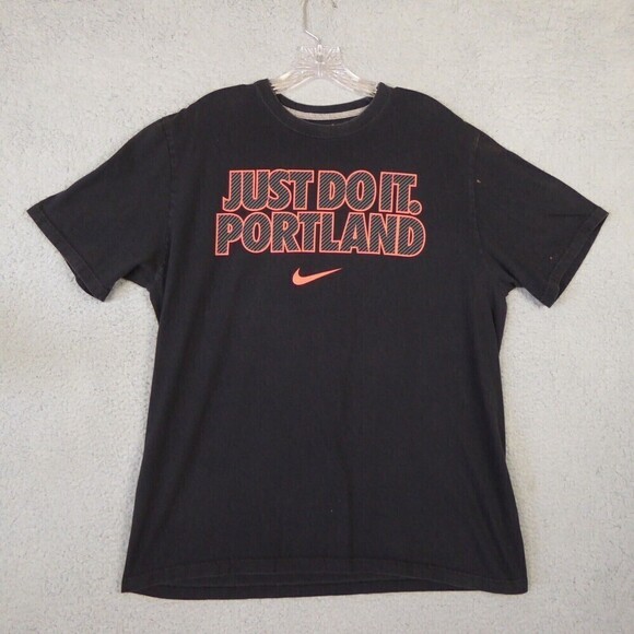 Nike Shirt Men's Extra  Large Black Just Do It Portland Crew Neck Athletic - Picture 1 of 9